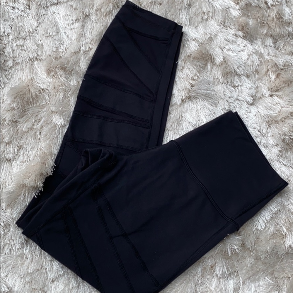 Lululemon Black Wunder Under Mesh Cutout Leggings
